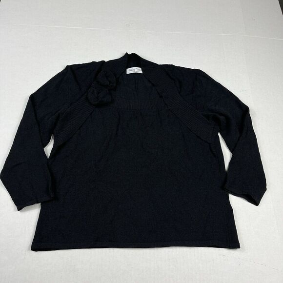 Ball of Cotton Waist Length Sweater Black 3/4 Sleeve Shawl Collar XL Made In USA - Picture 1 of 10